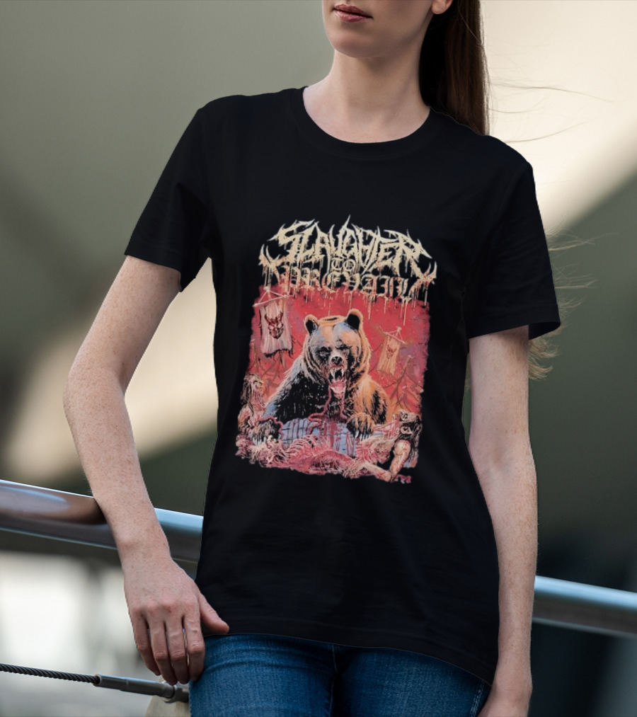 Slaughter To Prevail Bear With Blood-Soaked Banner Background T-Shirt