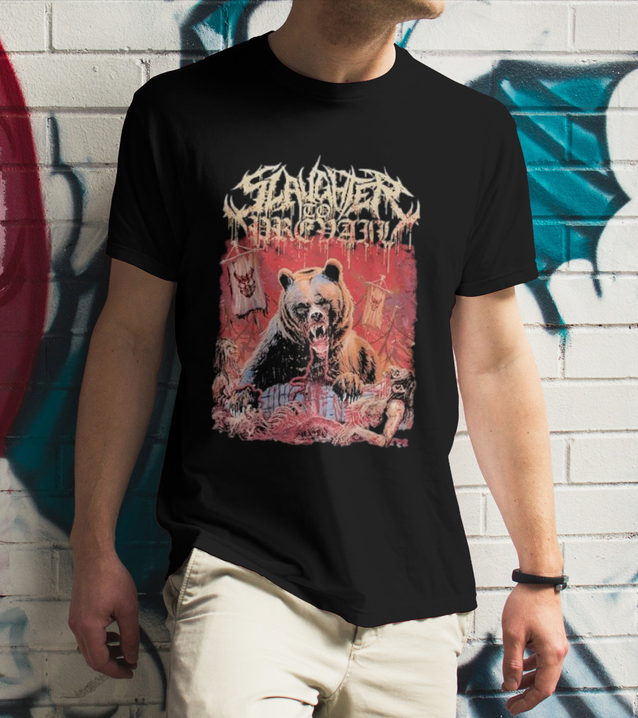 Slaughter To Prevail Bear With Blood-Soaked Banner Background T-Shirt