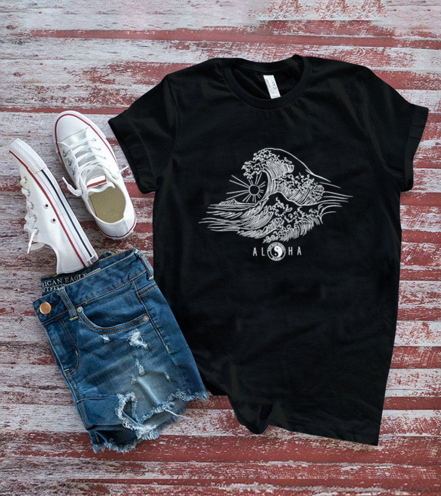 Aloha T&C Surf Simple Hokusai Wave Yin Yang T-Shirt