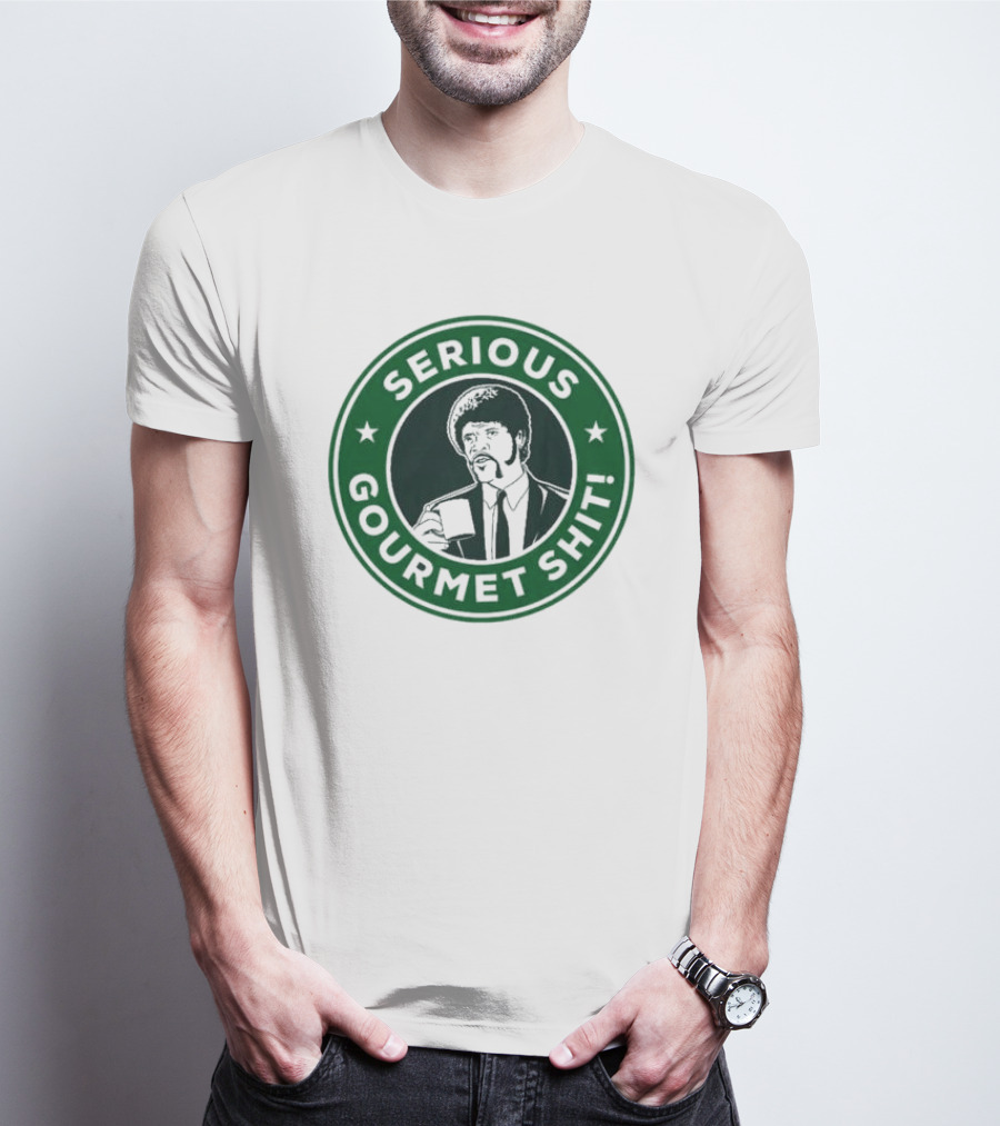 Serious Gourmet Shit Coffee Cup Meme Green Circle Emblem T-Shirt