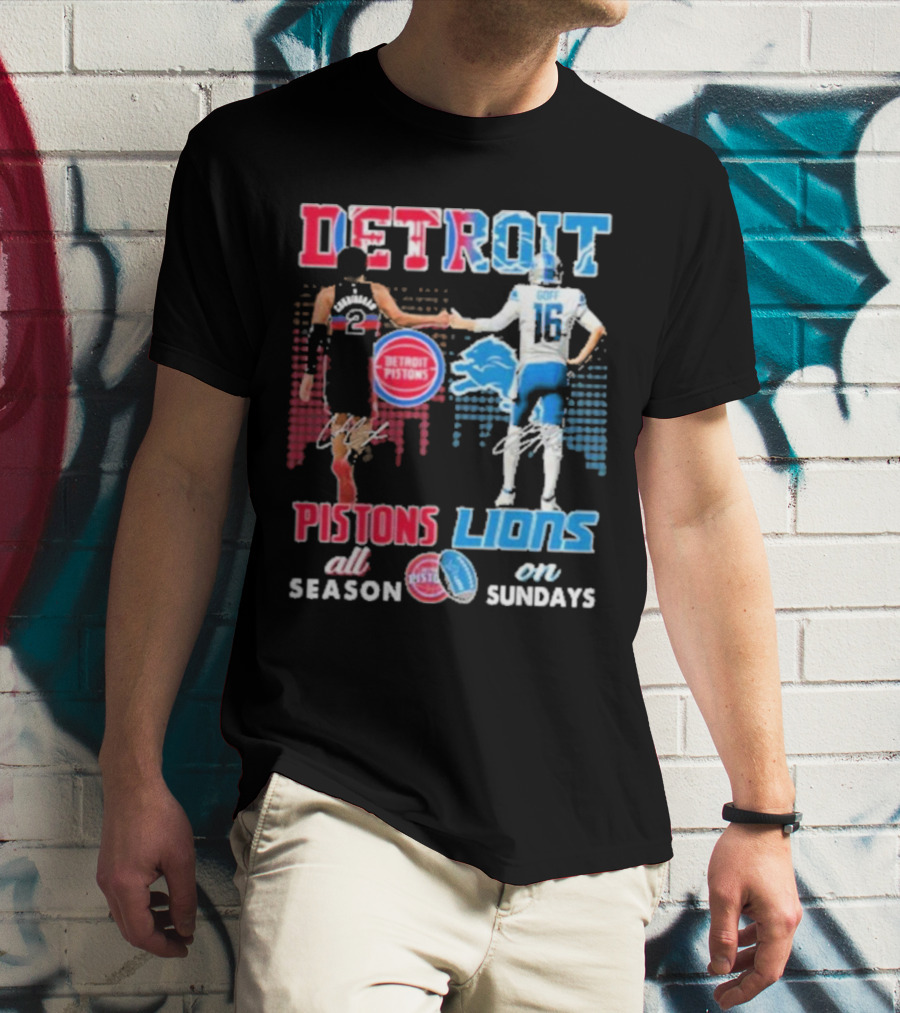 Detroit Pistons Lions All Season On Sundays T-Shirt