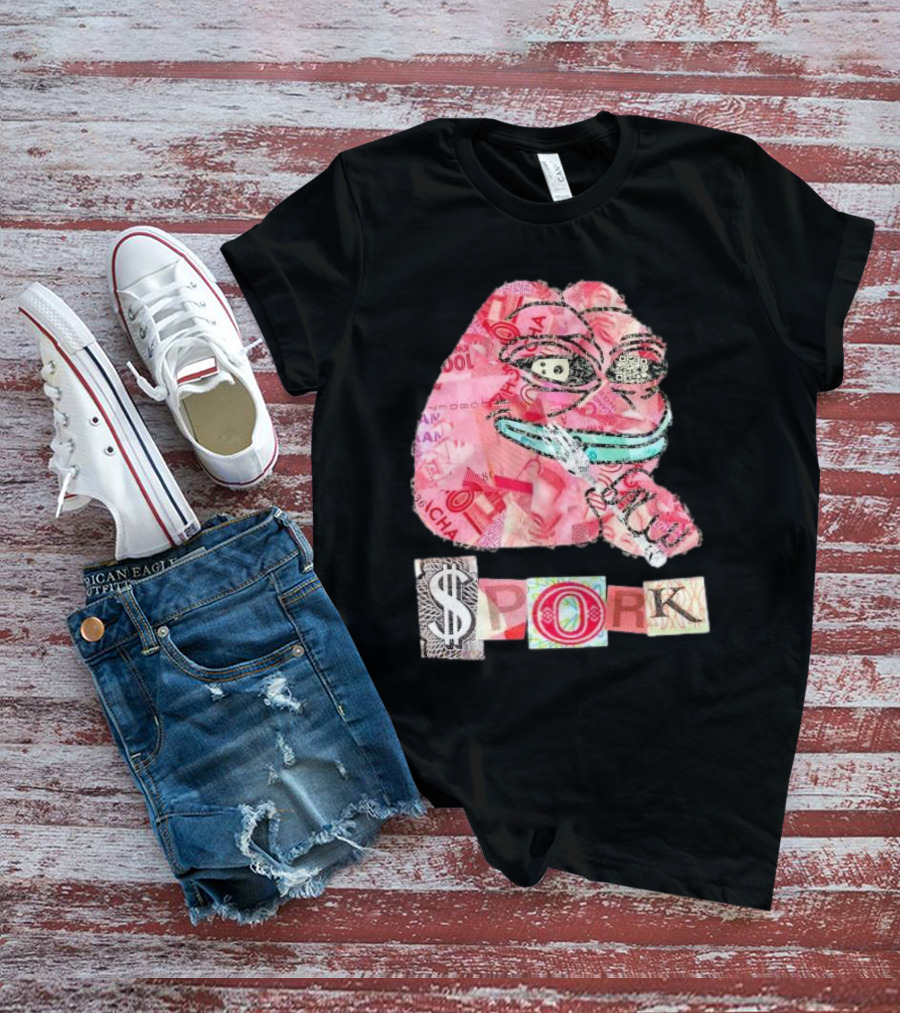 Pauly Spork Frog With Collage Pattern And Iconic Symbolism T-Shirt