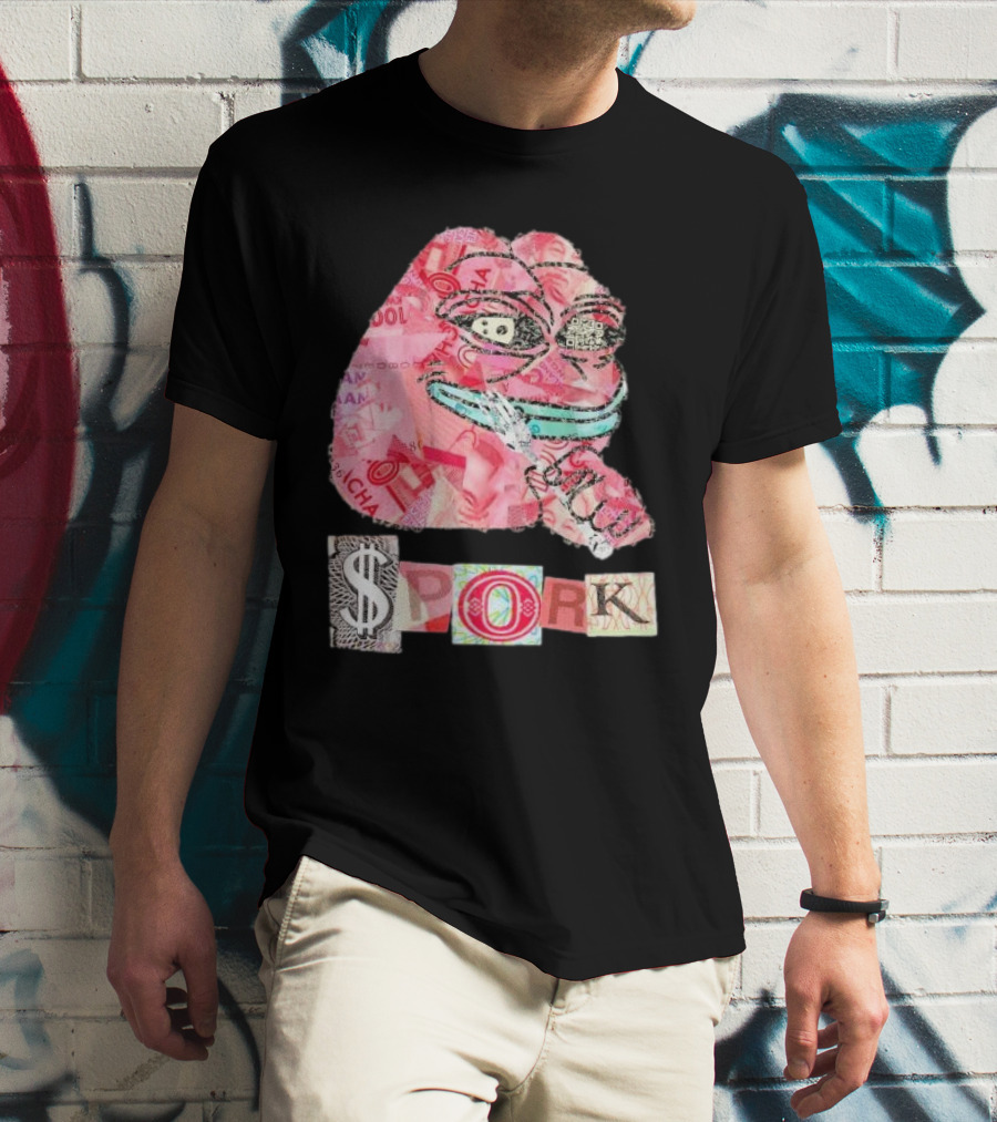 Pauly Spork Frog With Collage Pattern And Iconic Symbolism T-Shirt