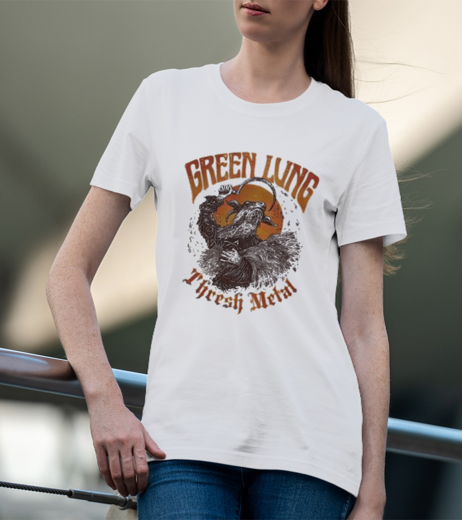 Green Lung Thrash Metal Mystical Goat With Crescent Blade T-Shirt