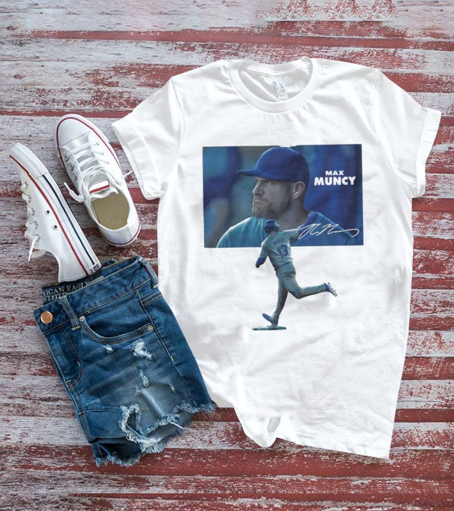 Max Muncy Baseball Figurine And Signature Photo T-Shirt