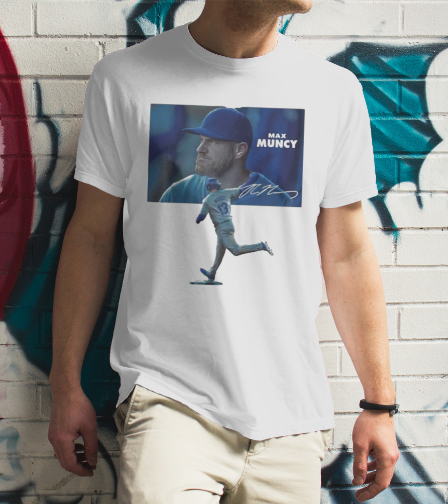 Max Muncy Baseball Figurine And Signature Photo T-Shirt