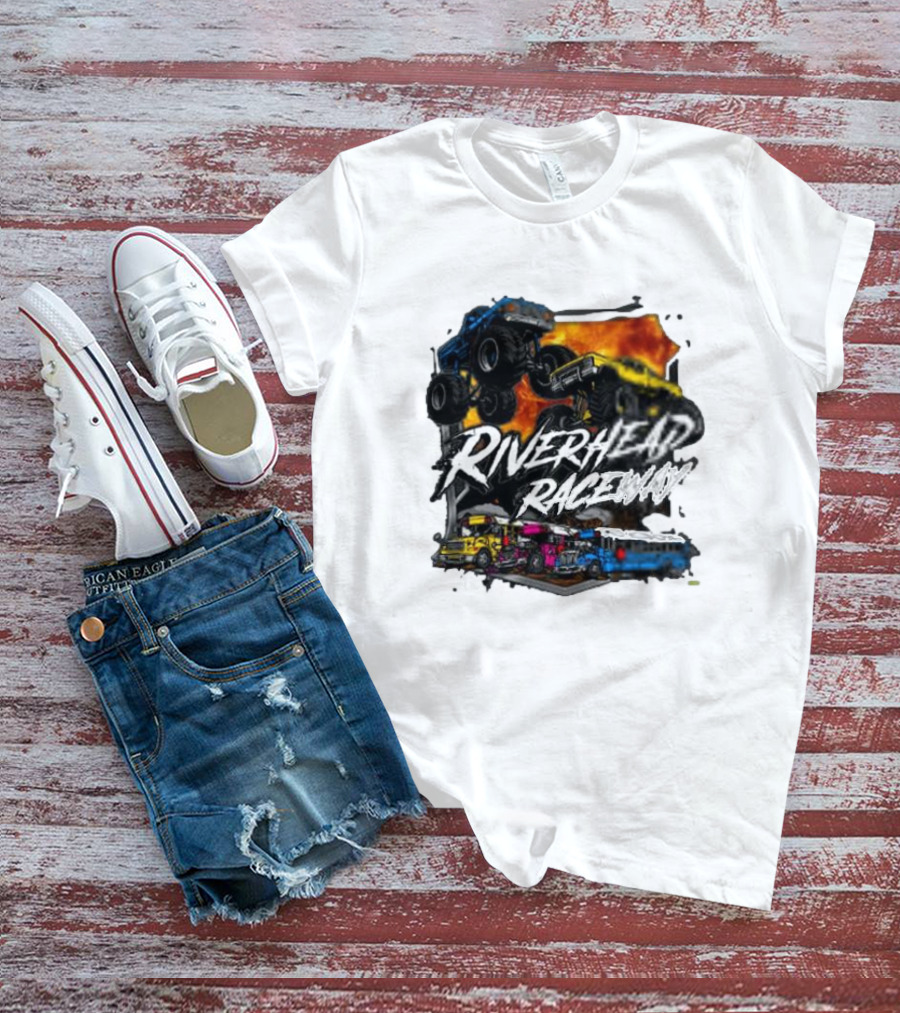 Monster Trucks And Busses At Riverhead Raceway Explosive Action T-Shirt