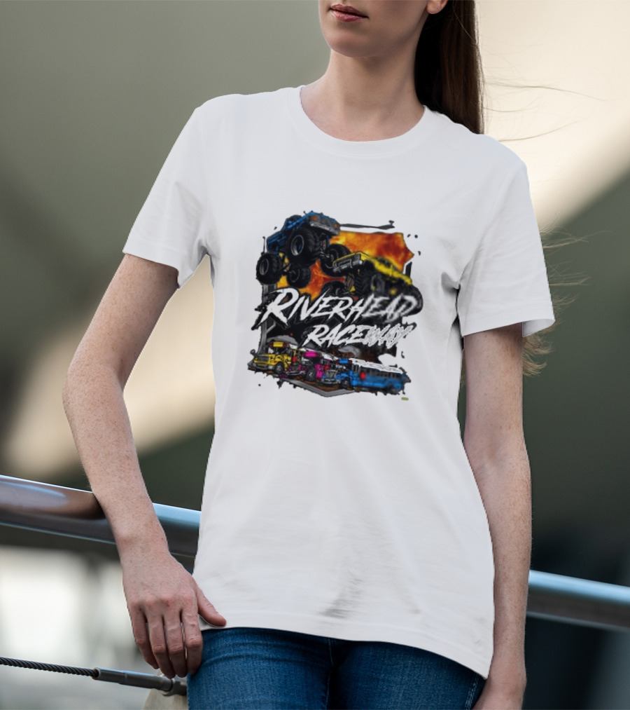 Monster Trucks And Busses At Riverhead Raceway Explosive Action T-Shirt