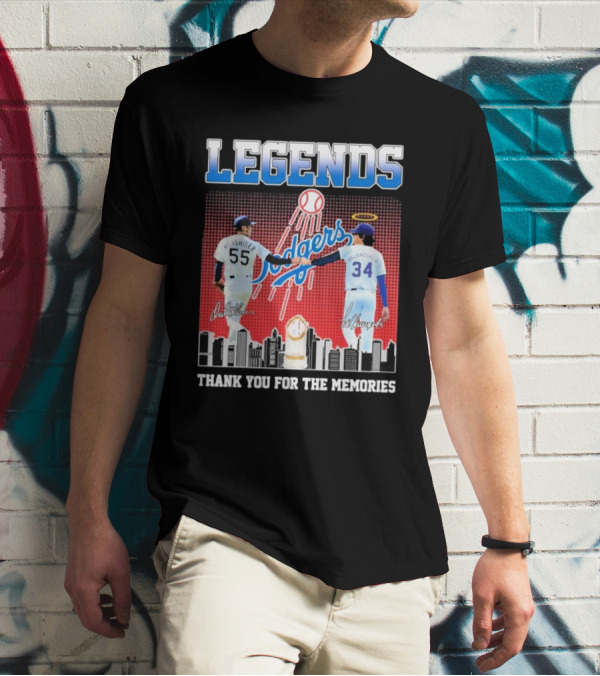 Legends Dodgers Orel Hershiser Fernando Valenzuela Thank You For The Memories T-Shirt