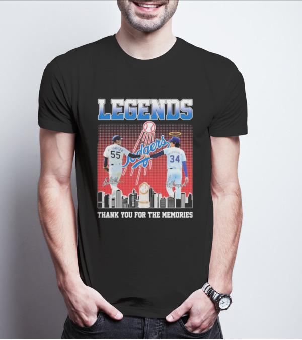 Legends Dodgers Orel Hershiser Fernando Valenzuela Thank You For The Memories T-Shirt