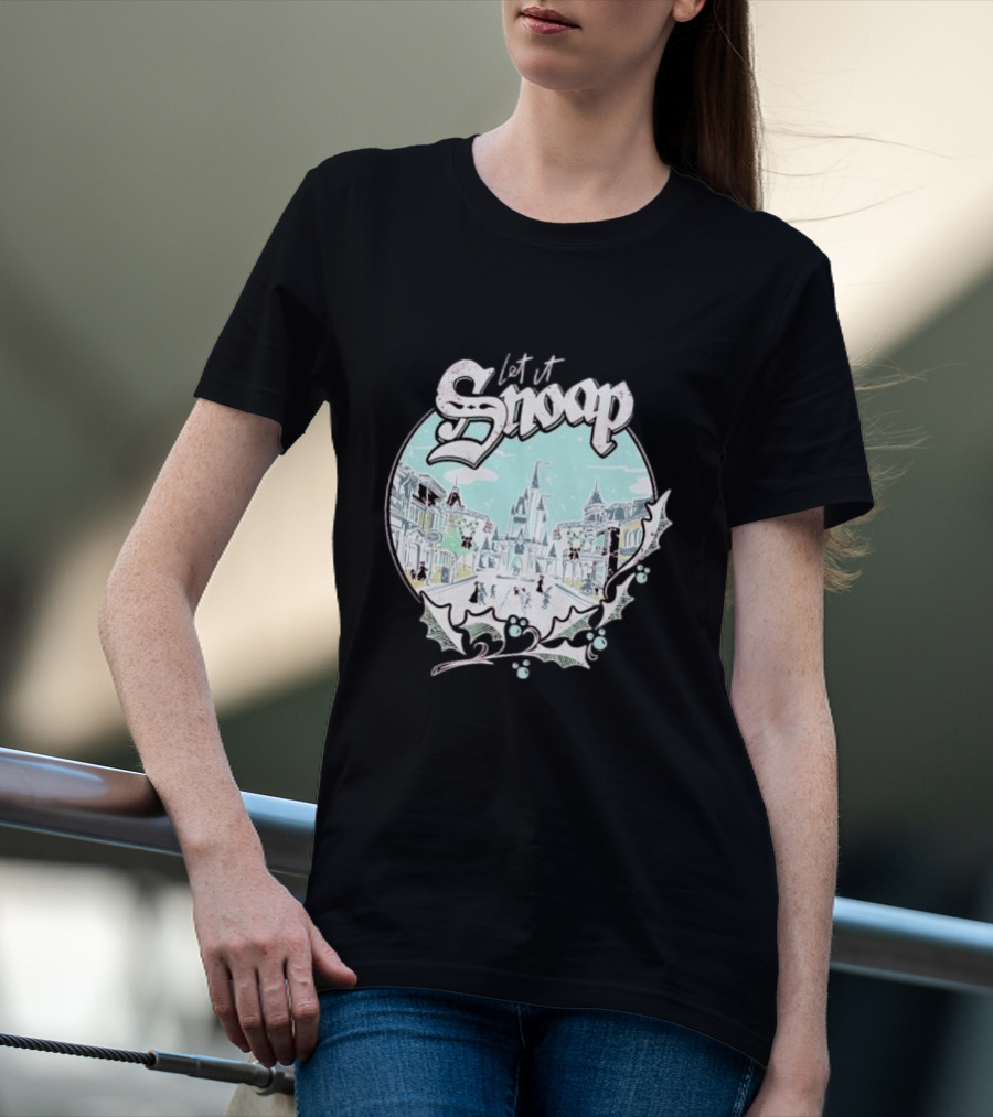 Let It Snoap Florida Day Main Street With Holly And Snowflakes Scene T-Shirt