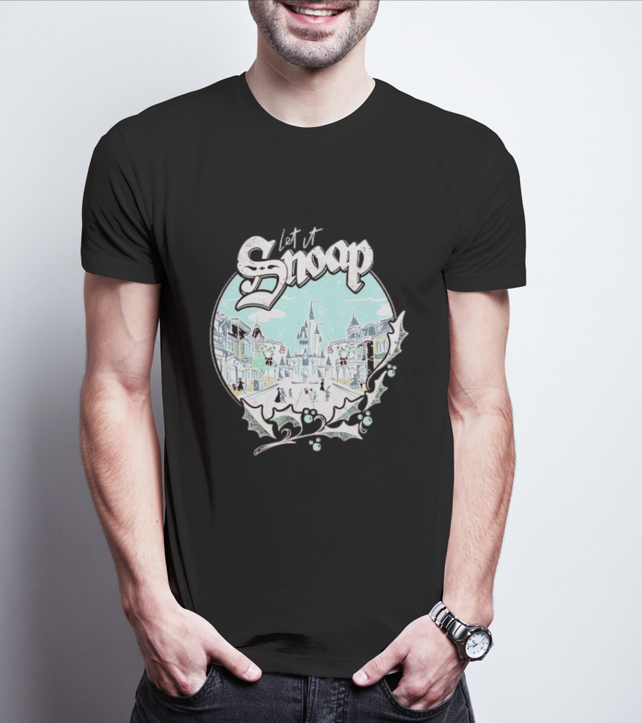 Let It Snoap Florida Day Main Street With Holly And Snowflakes Scene T-Shirt
