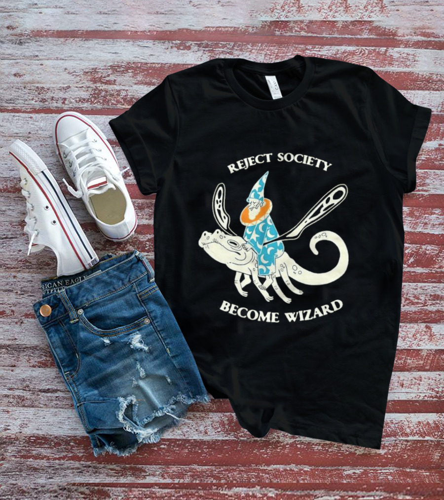 Reject Society Become Wizard Riding Mystical Creature T-Shirt