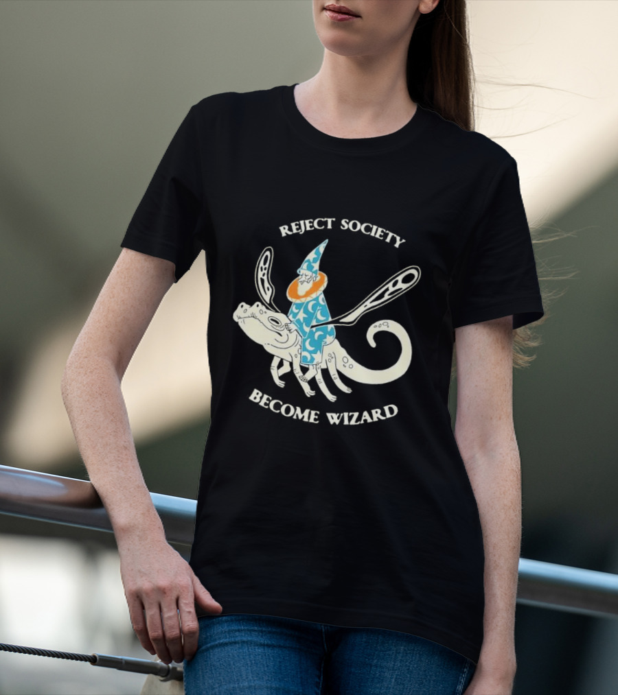 Reject Society Become Wizard Riding Mystical Creature T-Shirt