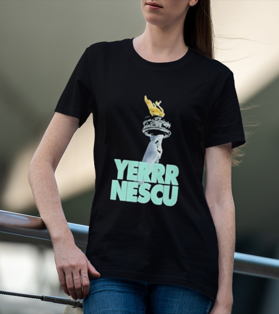 Sabrina Rocking The YERRR NESCU Statue Of Liberty Torch Flame T-Shirt