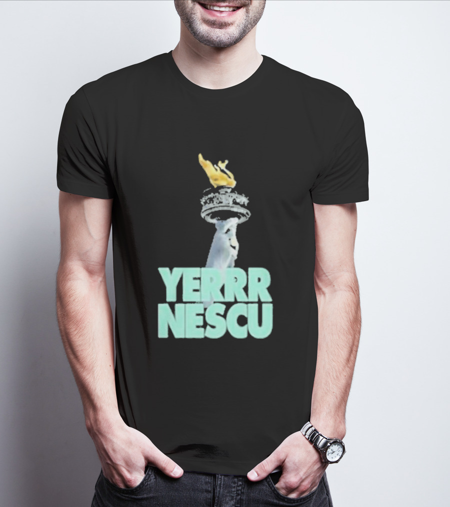 Sabrina Rocking The YERRR NESCU Statue Of Liberty Torch Flame T-Shirt