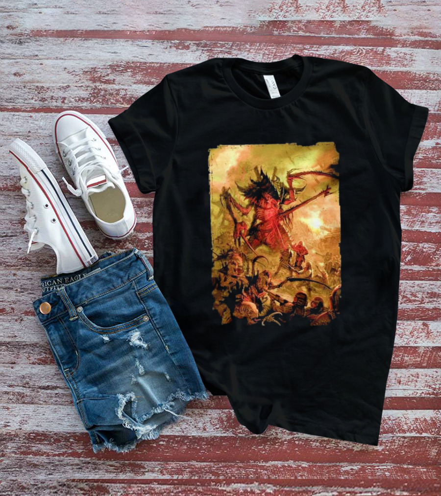War Zone Octarius Rising Tide Black Tyranid Artwork Battle Scene T-Shirt