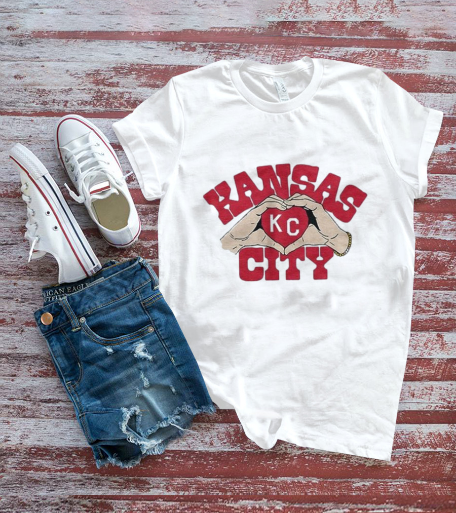 Kansas City KC Heart Hands Charlie Hustle Adults T-Shirt