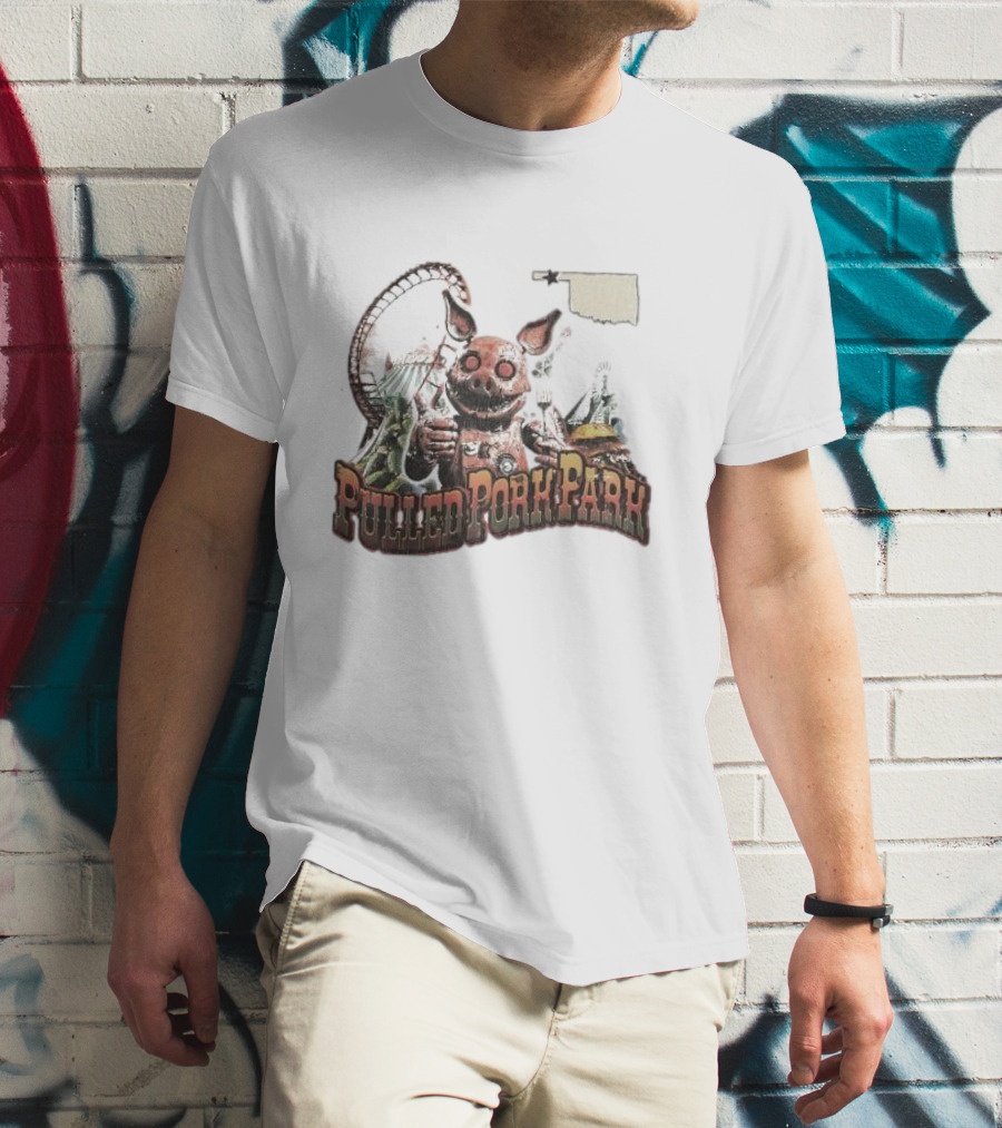 Pulled Pork Park Hivemind Roller Coaster Oklahoma Pig Carnival T-Shirt