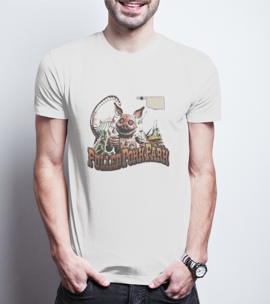 Pulled Pork Park Hivemind Roller Coaster Oklahoma Pig Carnival T-Shirt
