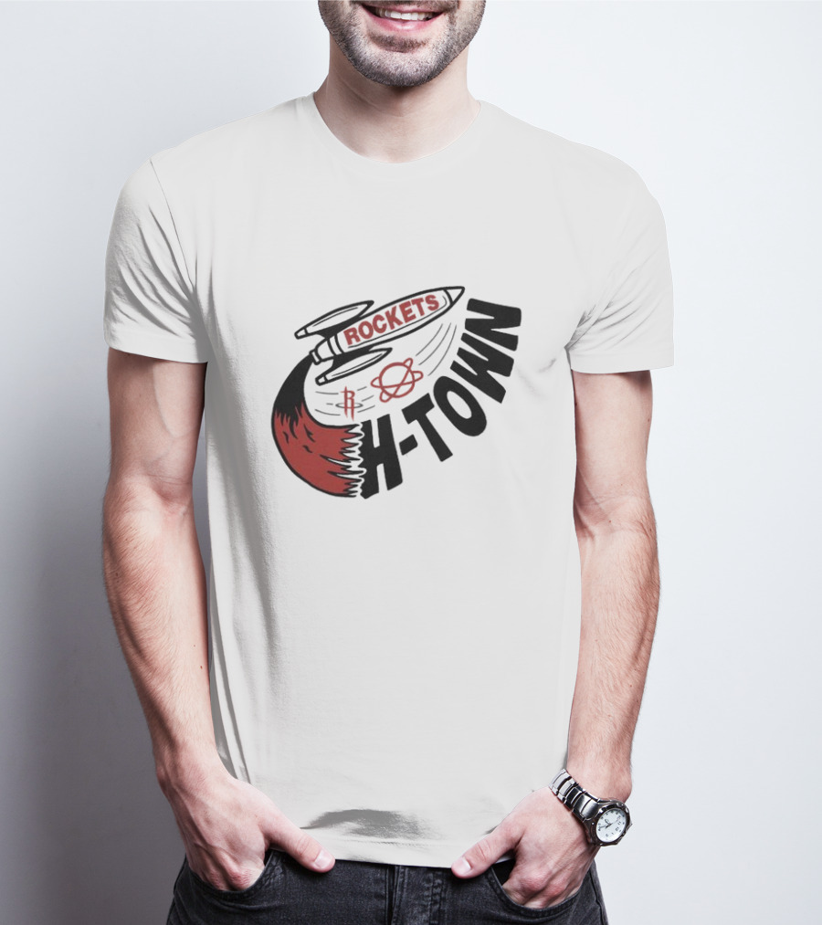 Houston Rockets H-Town Rocketship Orbit T-Shirt