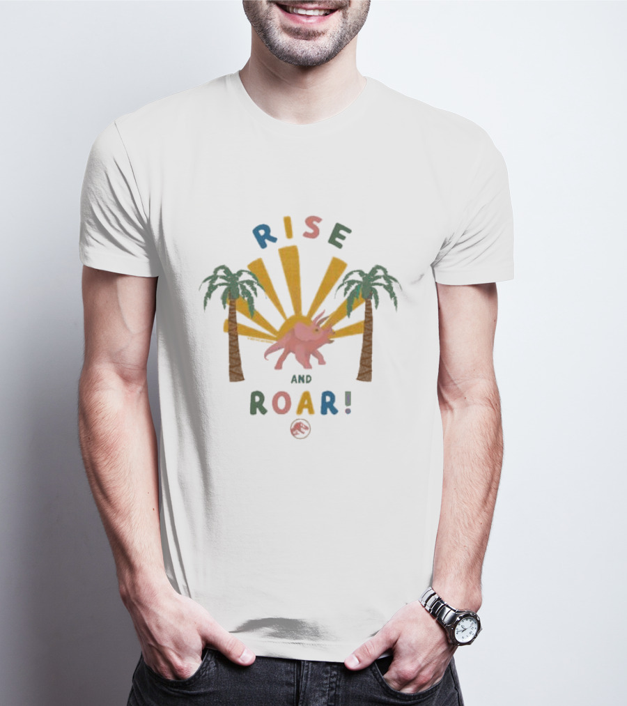 Jurassic Park Rise And Roar Toddler Triceratops And Palm Trees T-Shirt