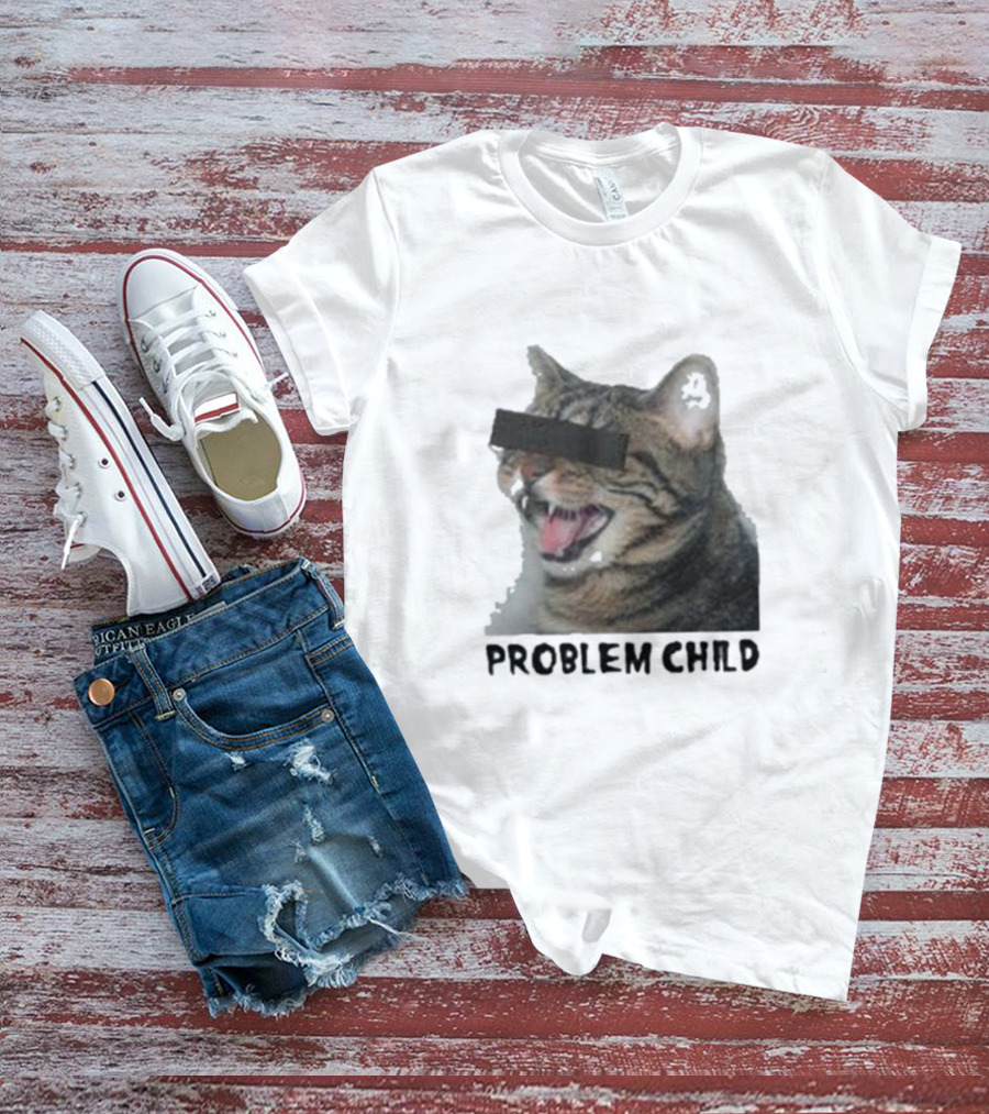 PROBLEM CHILD Cat Meme Censored Face T-Shirt