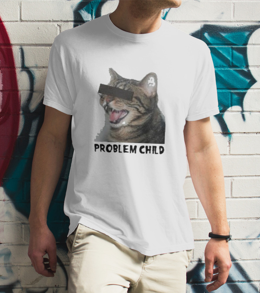 PROBLEM CHILD Cat Meme Censored Face T-Shirt