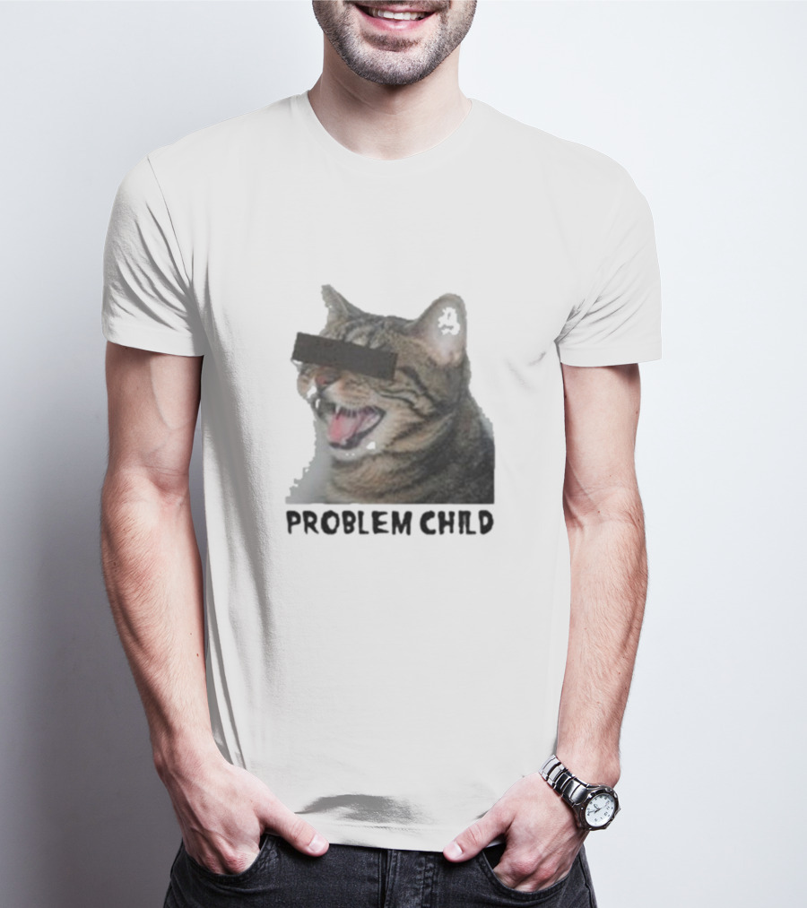 PROBLEM CHILD Cat Meme Censored Face T-Shirt