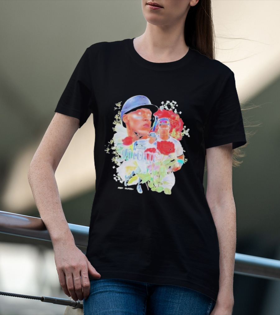 Aaron Judge Smell The Roses New York Yankees Baseball Player Floral T-Shirt