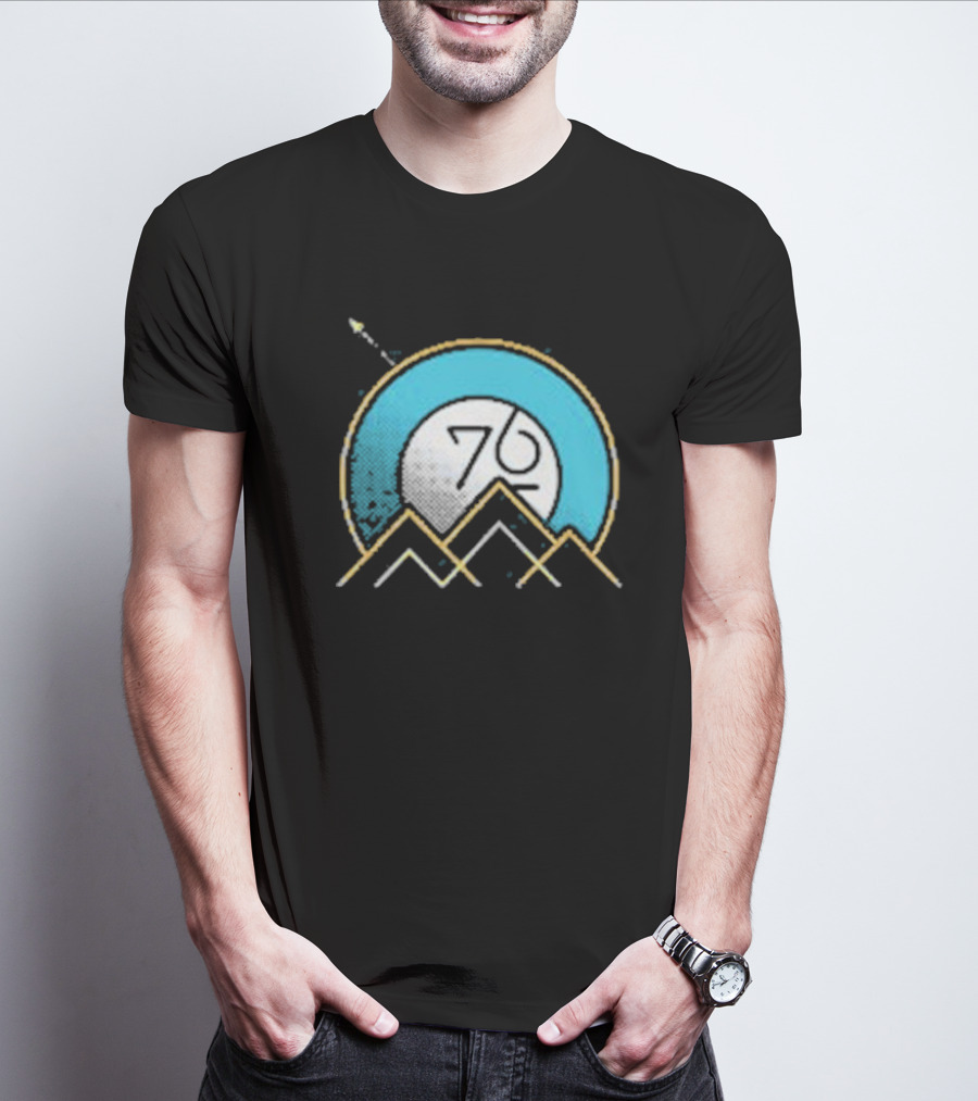 Rocket Over Rockies 76 Circular Mountain T-Shirt