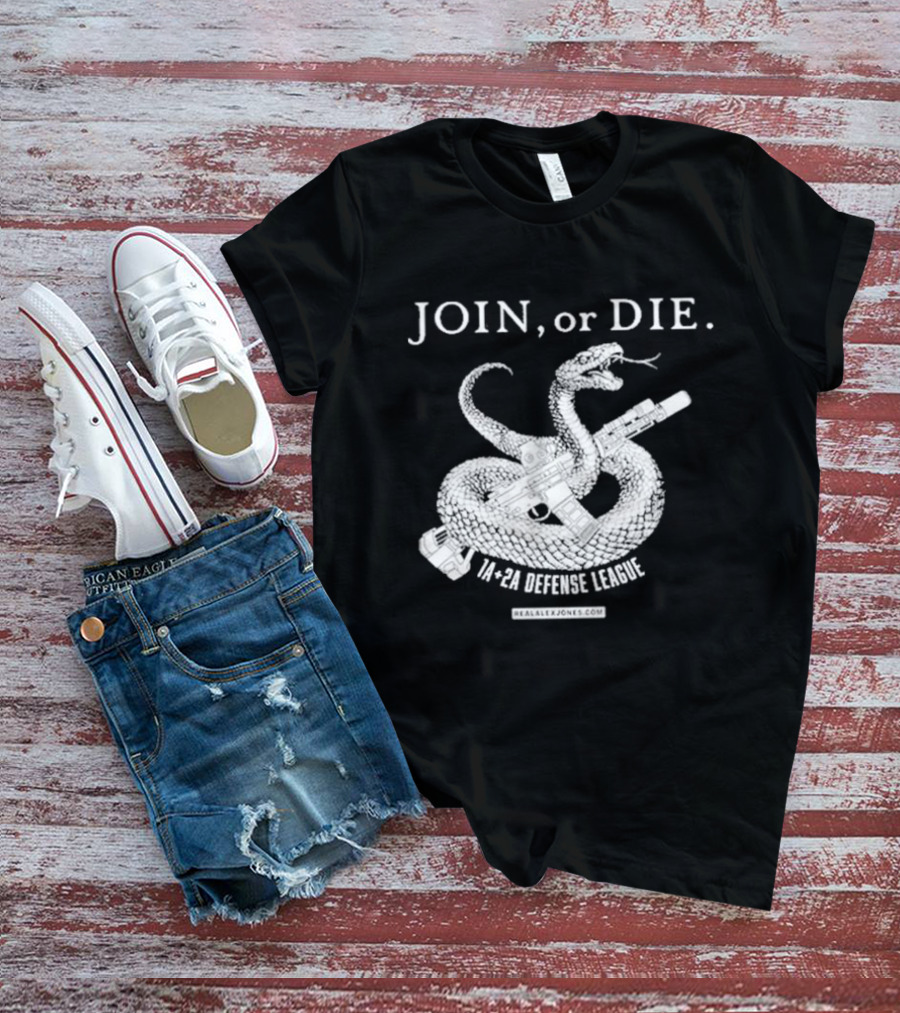 Join Or Die 1A + 2A Defense League Snake Rifle RealAlexJones T-Shirt