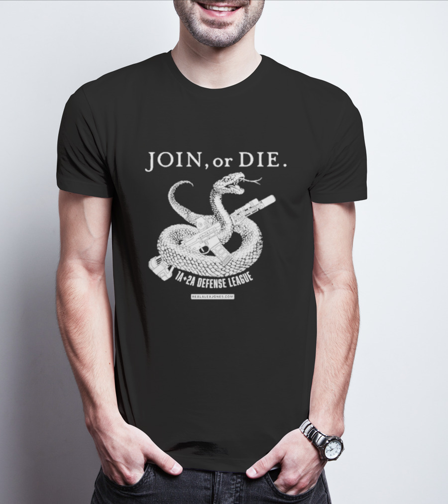 Join Or Die 1A + 2A Defense League Snake Rifle RealAlexJones T-Shirt