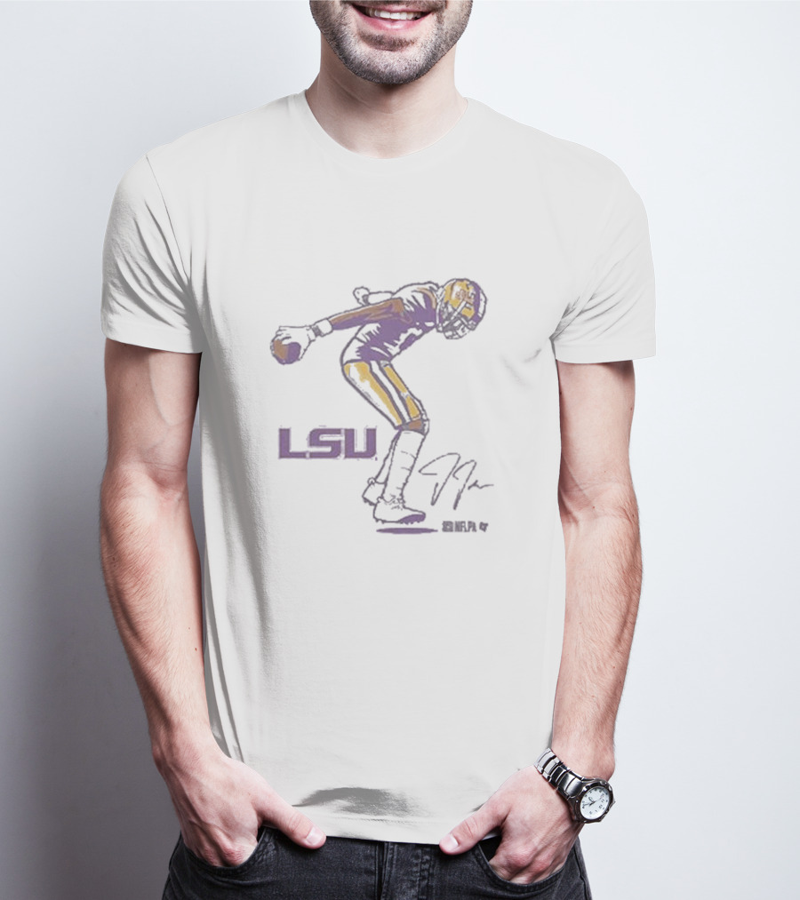 LSU Tigers Justin Jefferson NFL Superstar Pose Signature T-Shirt