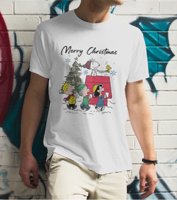 Merry Christmas Snoopy And Friends Winter Scene T-Shirt