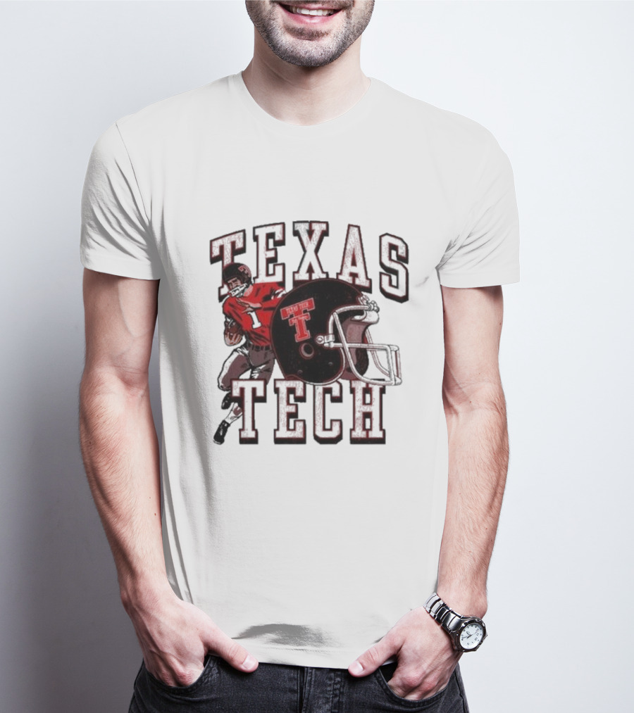 Texas Tech Football Player And Helmet T-Shirt