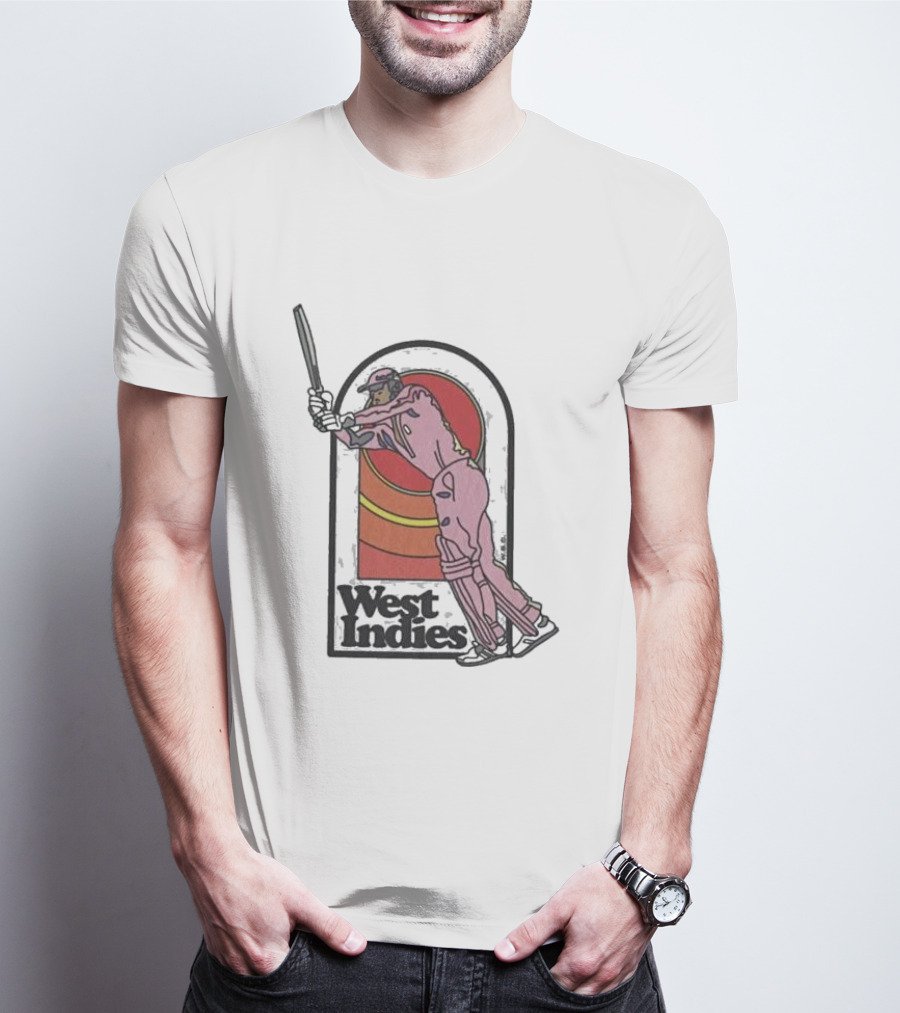 West Indies Cricket Pink 70s Uniform T-Shirt
