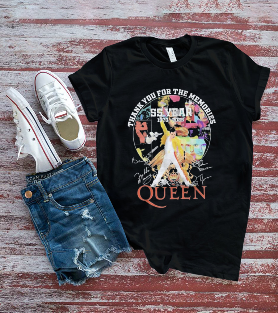 Thank You For The Memories 55 Years 1970-2025 Queen Iconic Band T-Shirt