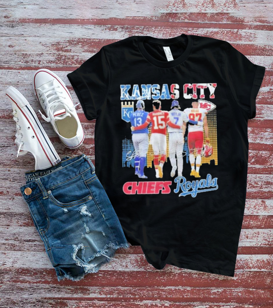Kansas City Chiefs Royals Perez Mahomes Witt Jr Kelce T-Shirt
