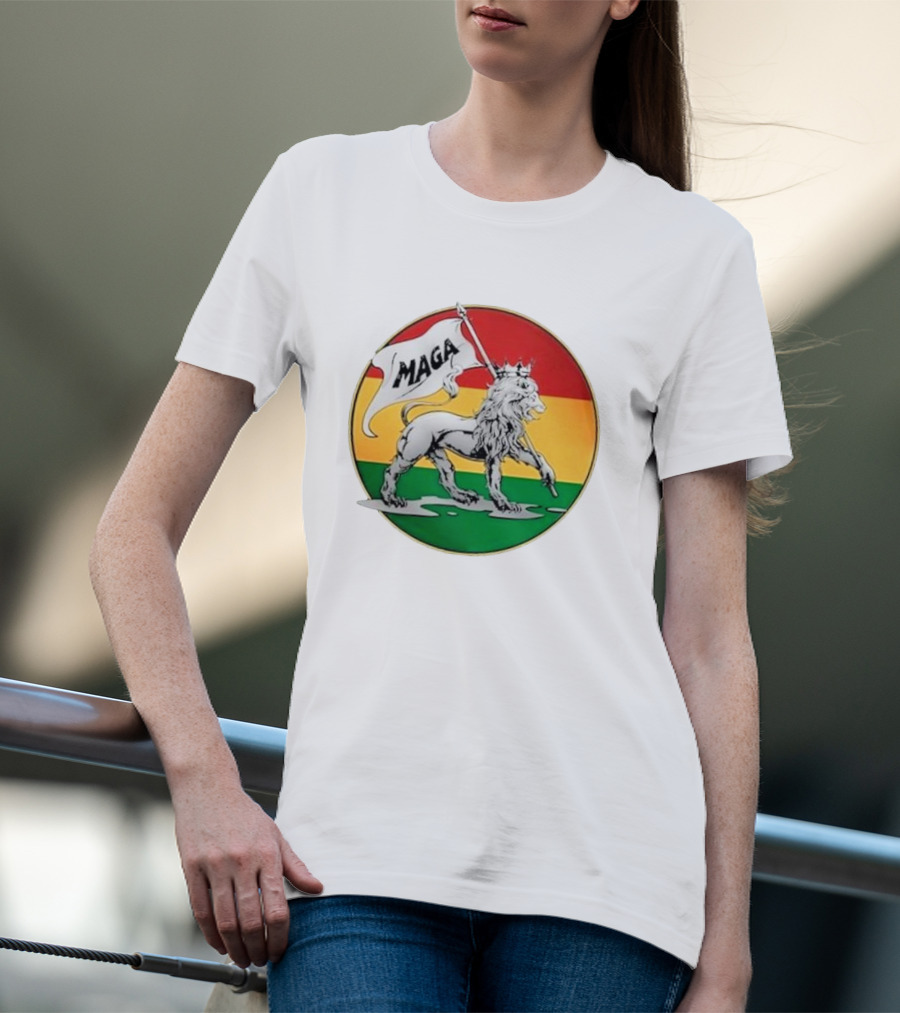 Kali Fontanilla MAGA Lion Red Gold Green Flag T-Shirt