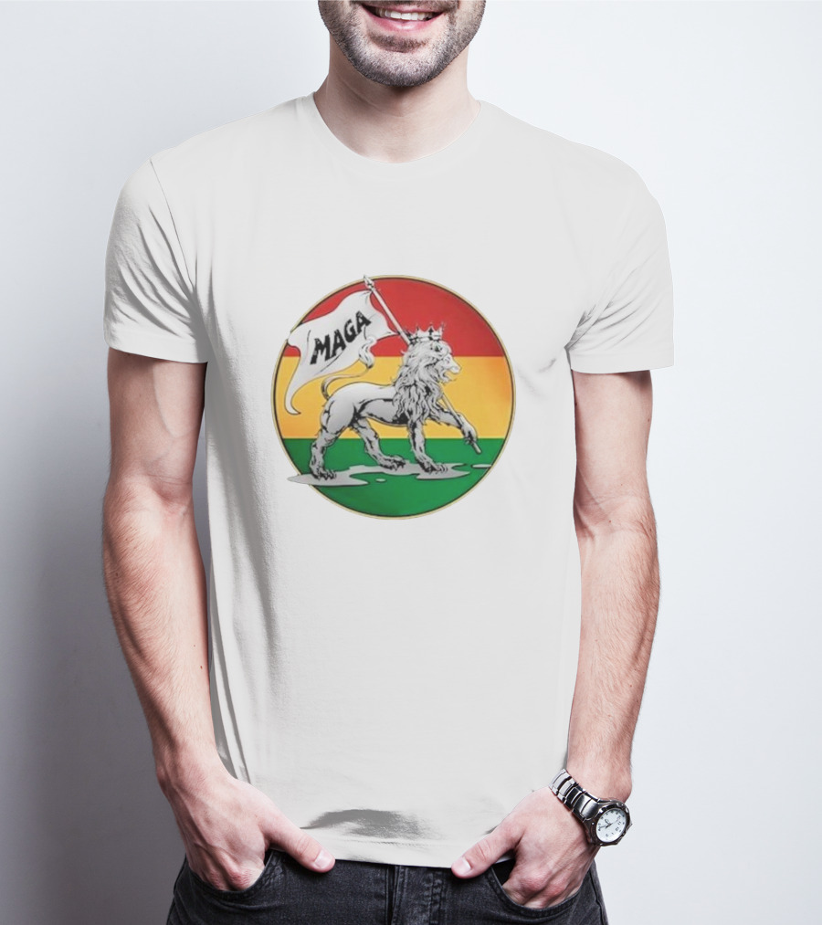Kali Fontanilla MAGA Lion Red Gold Green Flag T-Shirt
