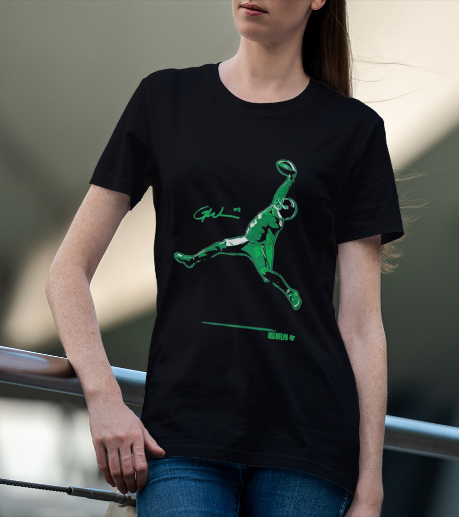 Garrett Wilson One-Handed Air Catch GW #5 NFLPA T-Shirt