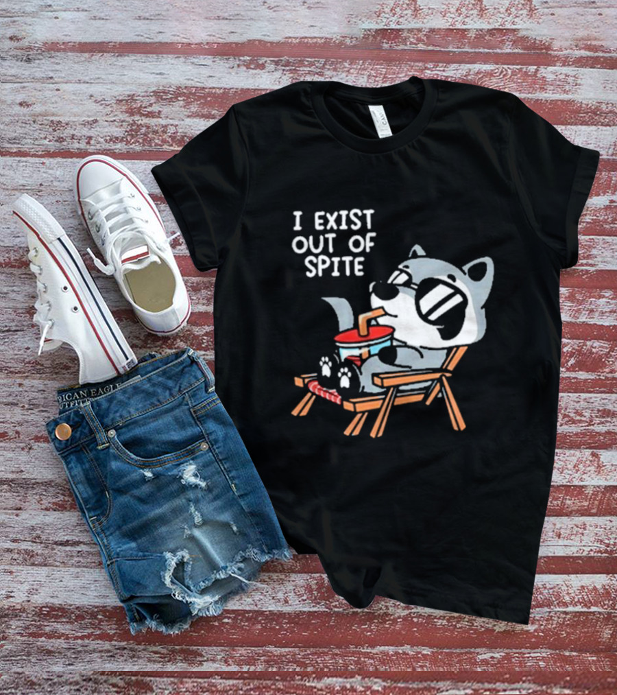 I Exist Out Of Spite Relaxing Raccoon With Sunglasses T-Shirt