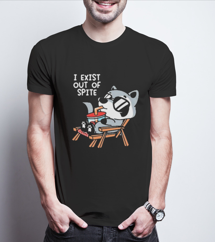 I Exist Out Of Spite Relaxing Raccoon With Sunglasses T-Shirt