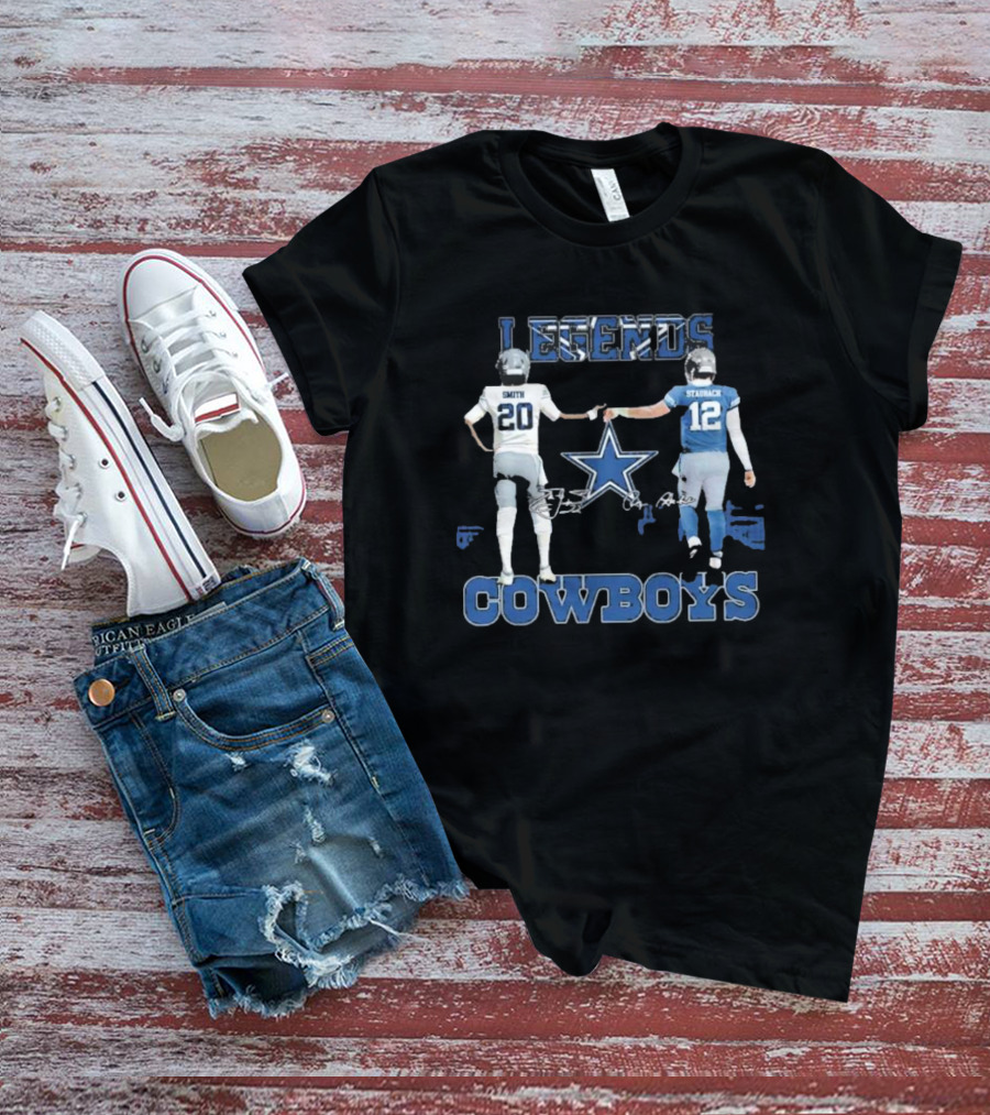Dallas Cowboys Legends Smith Staubach Iconic Duo Star T-Shirt