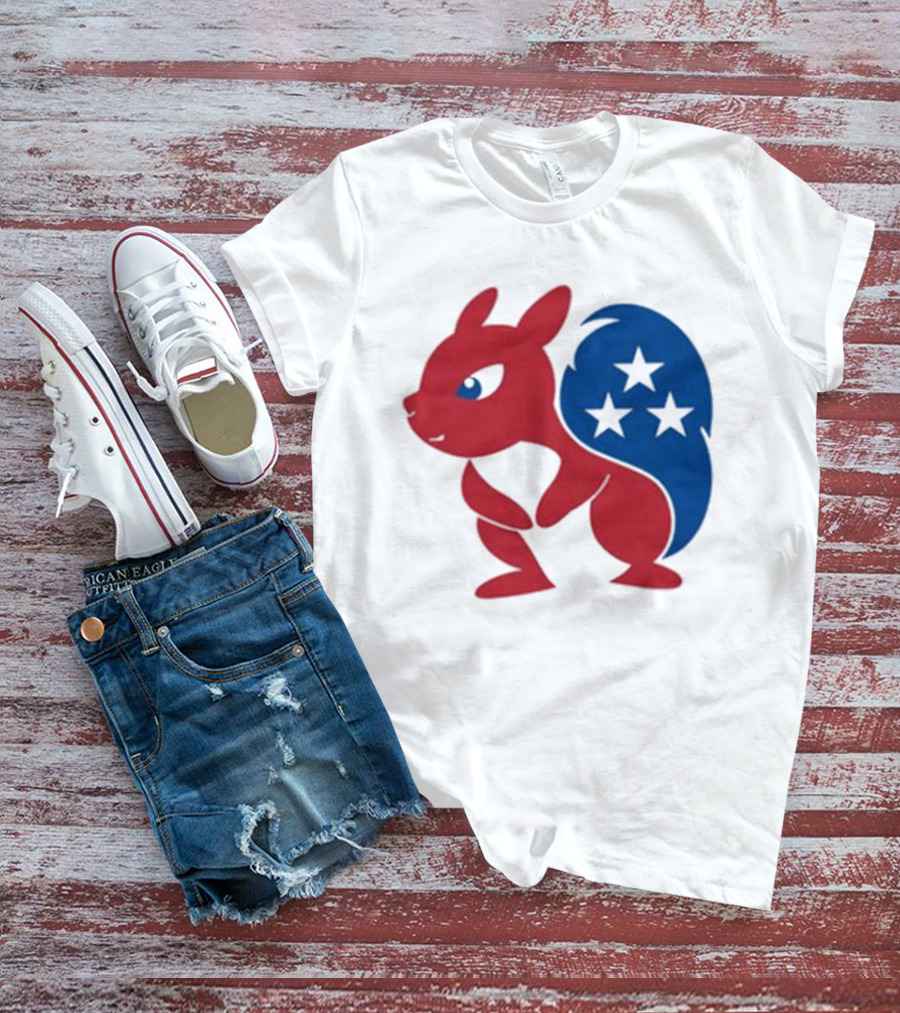 Squirrel Mascot With Stars And GOP Red White Blue T-Shirt