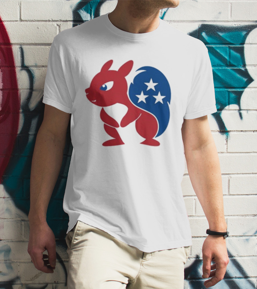 Squirrel Mascot With Stars And GOP Red White Blue T-Shirt