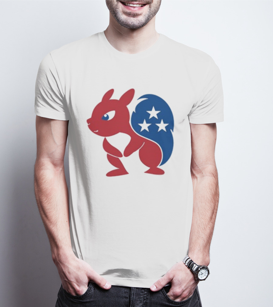 Squirrel Mascot With Stars And GOP Red White Blue T-Shirt