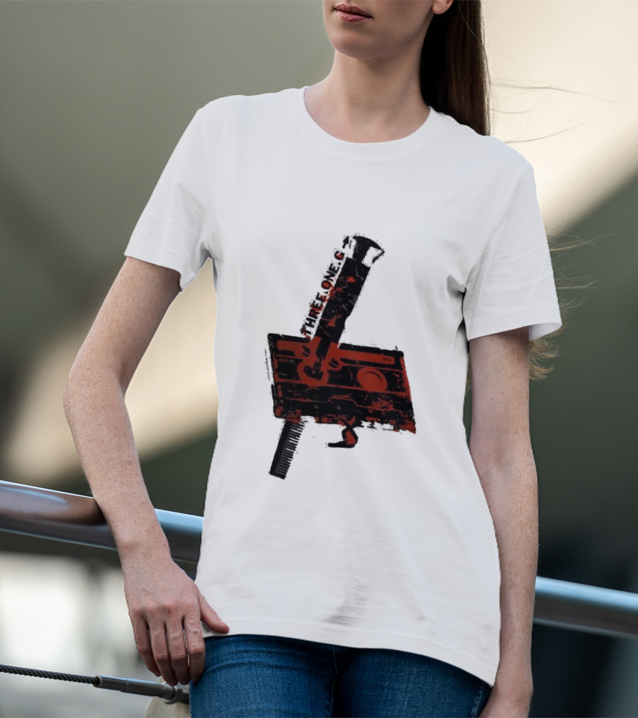 Three One G Records Sound Style Violence Cassette Gun Combination T-Shirt