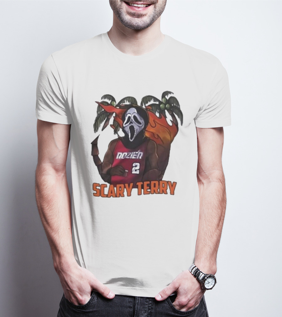 Scary Terry Rozier 2 Ghostface Basketball Tropical Flame Costume T-Shirt